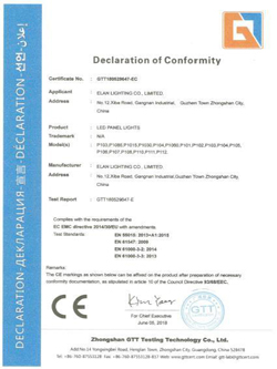 CE certificate of led panel light
